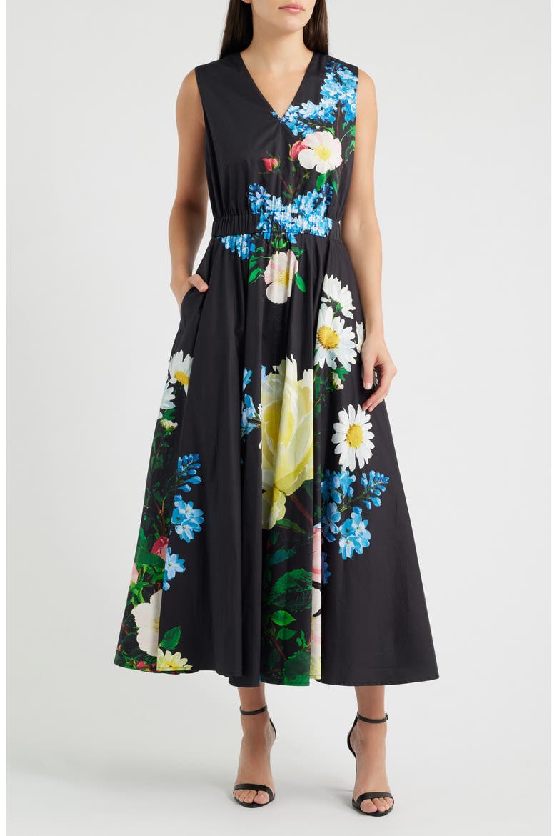 The Athena Moon Flower Sleeveless A-Line Dress, Main, color, MOON FLOWER PRINT