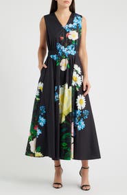 Elie Tahari The Athena Moon Flower Sleeveless A-Line Dress