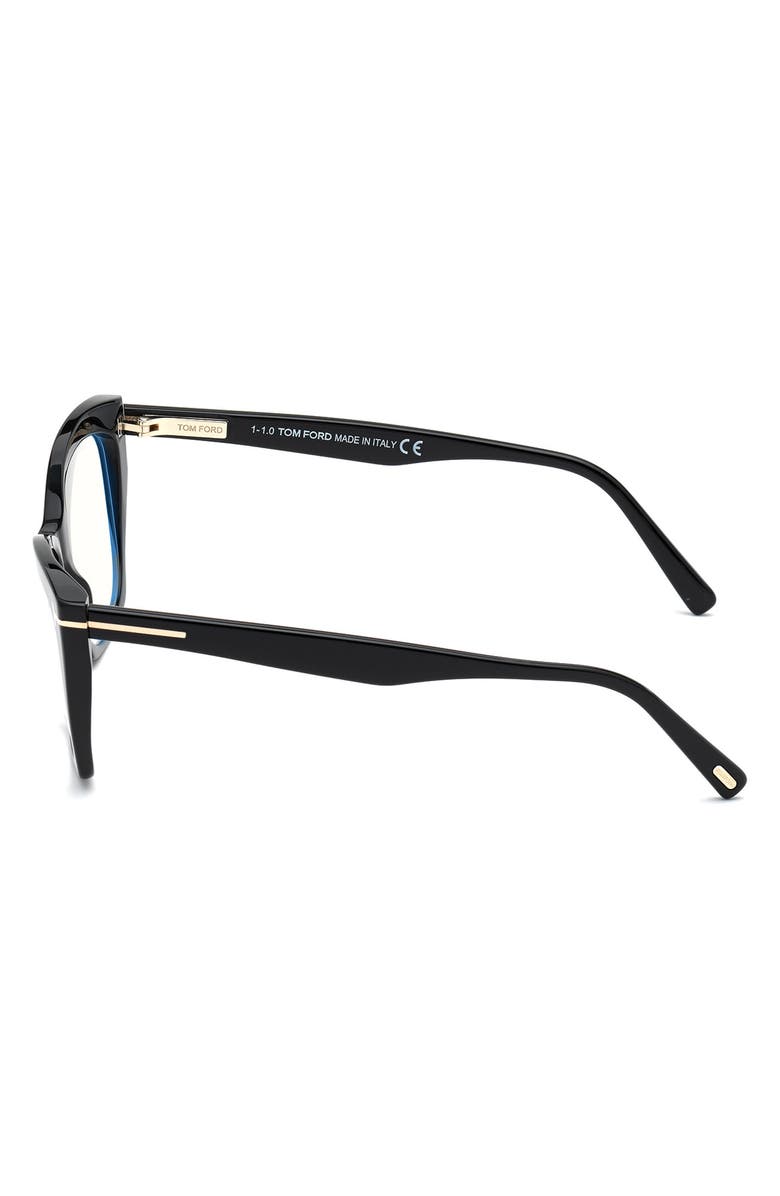 TOM FORD 54mm Blue Cat Eye Light Blocking Glasses, Alternate, color, 