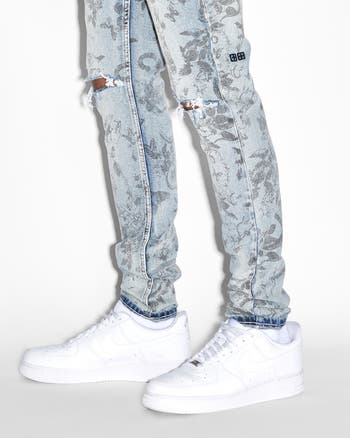 Ksubi Van Winkle Unearthly Floral Print Ripped Skinny Jeans