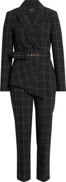 Tahari ASL Windowpane Check Belted Blazer 
Pants Set