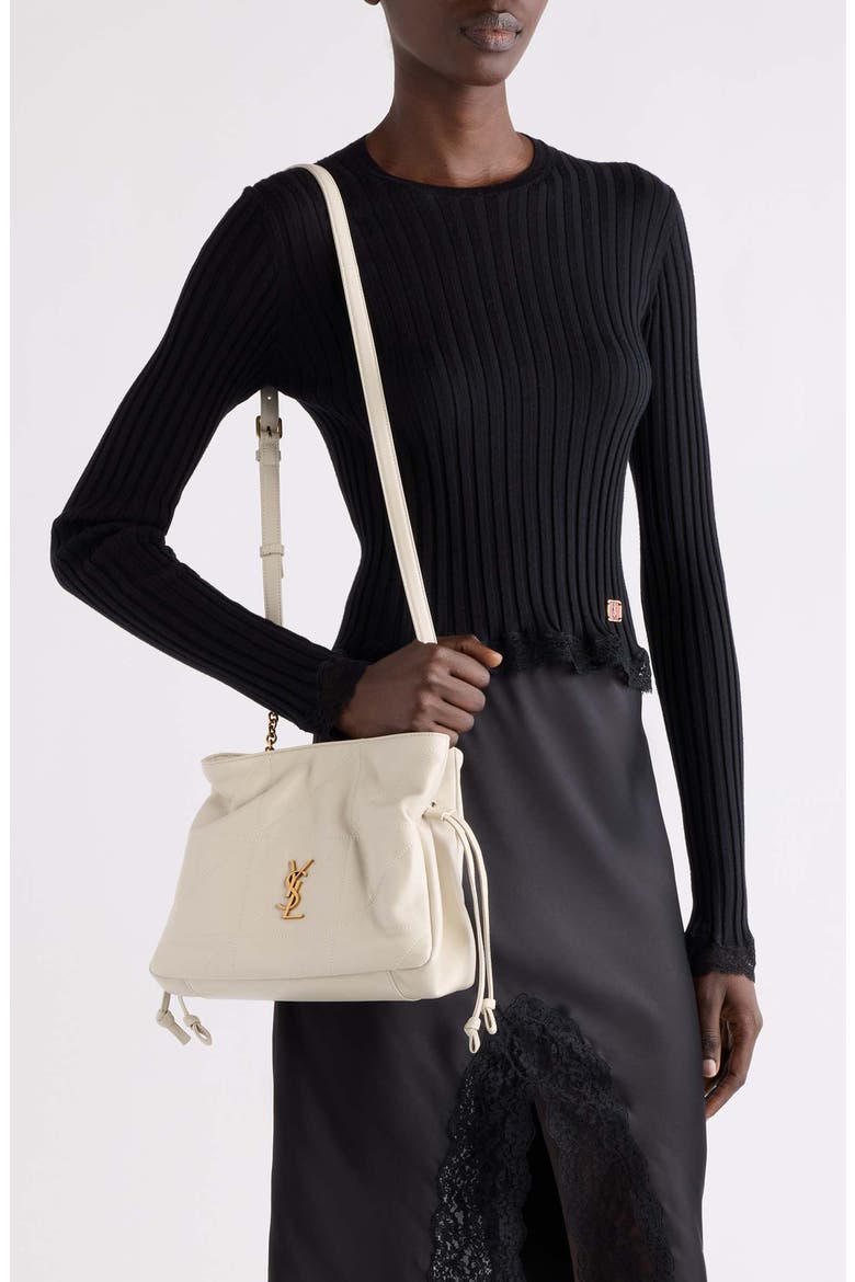 Cassandre Lace Trim Rib Wool, Cashmere & Silk Sweater, Main, color, NOIR