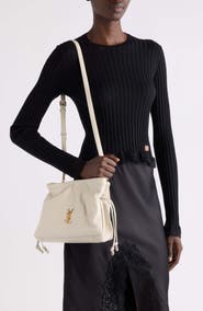 Saint Laurent Cassandre Lace Trim Rib Wool, Cashmere & Silk Sweater