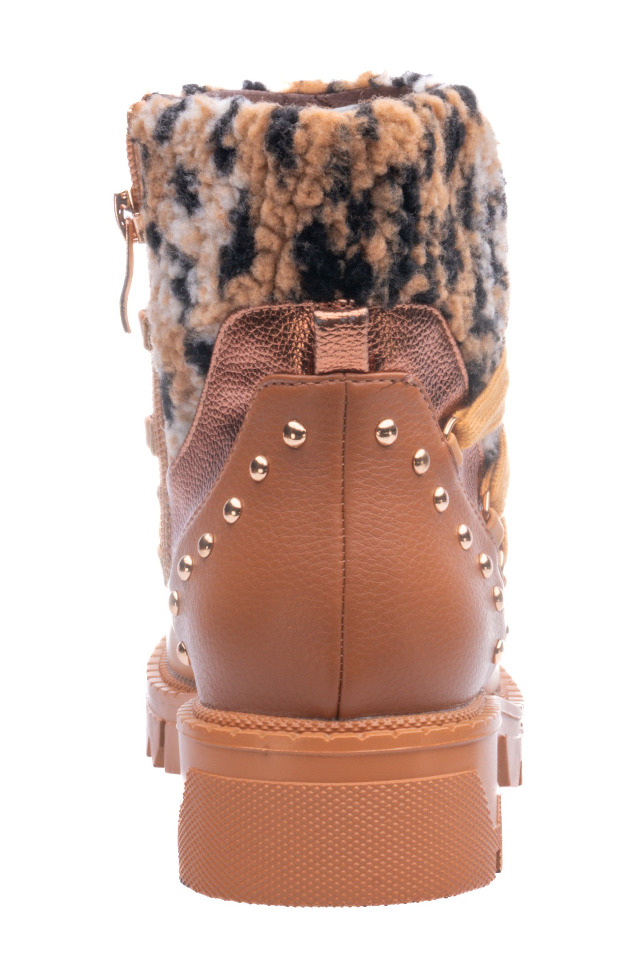 NINETY UNION Snowball Faux Shearling Lug Sole Bootie, Alternate, color, Leopard Multi