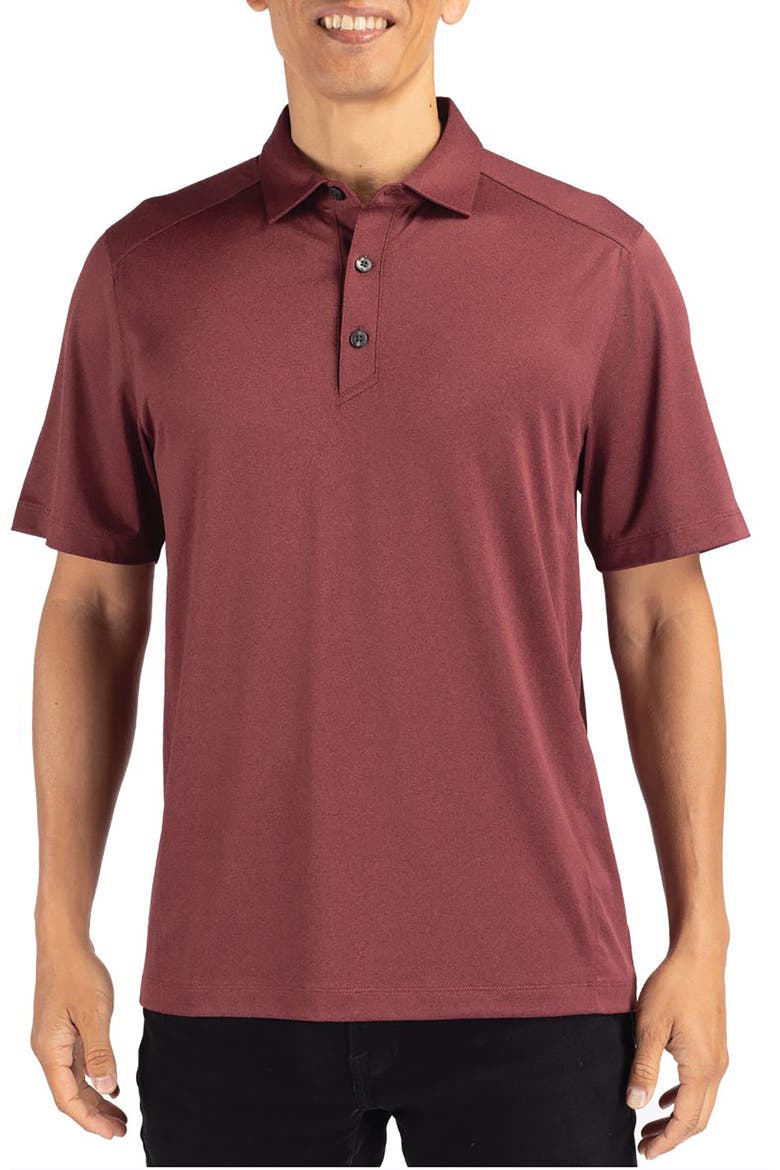 Forge Recycled Blend Polo, Main, color, DARK BORDEAUX HEATHER