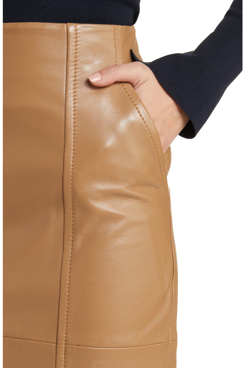 Seleni Leather Pencil Skirt, Alternate, color, ICONIC CAMEL