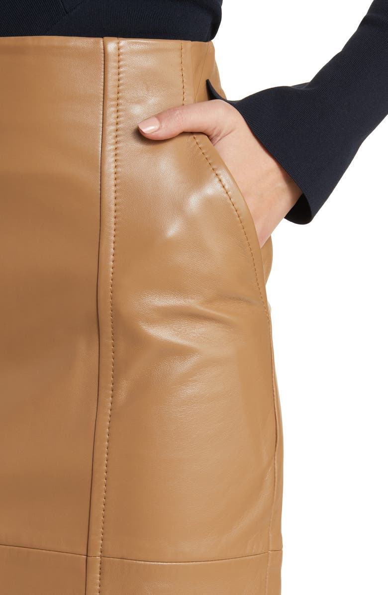 BOSS Seleni Leather Pencil Skirt, Alternate, color, 