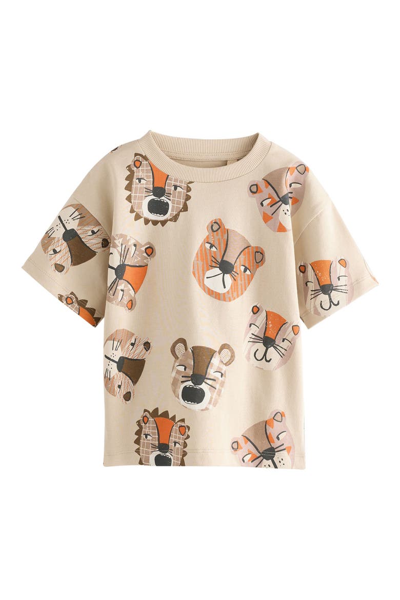 Kids' Safari Print Cotton T-Shirt, Main, color, LIGHT BROWN