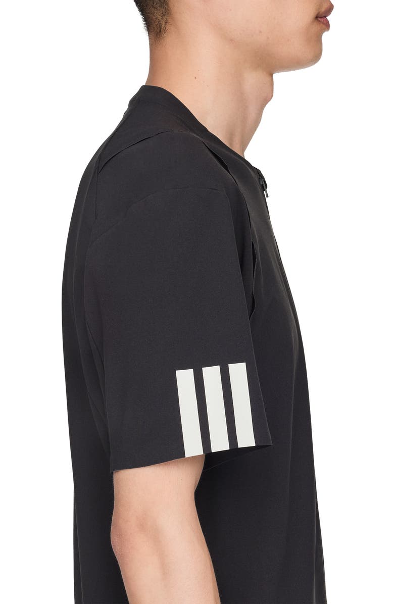 adidas 3-Stripes FreeLift Quarter Zip T-Shirt, Alternate, color, Black