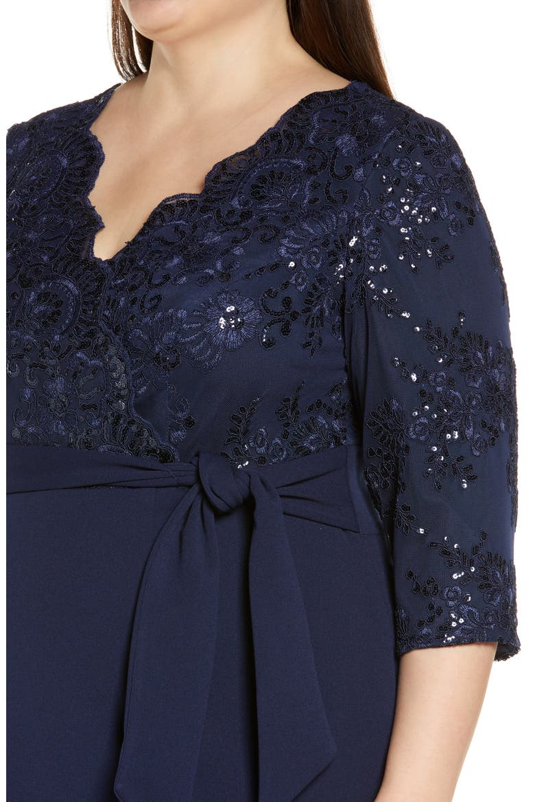 Sequin Lace Bodice Cocktail Dress, Alternate, color, NAVY