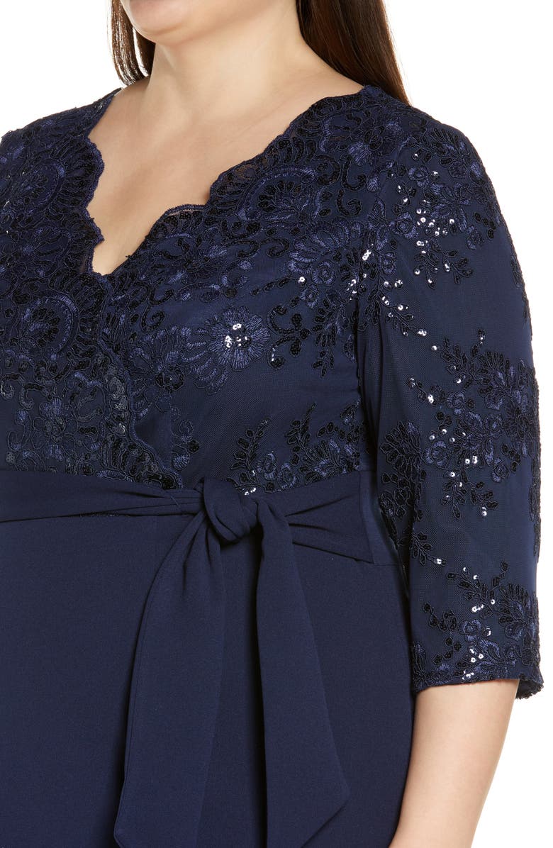 Alex Evenings Sequin Lace Bodice Cocktail Dress, Alternate, color, 
