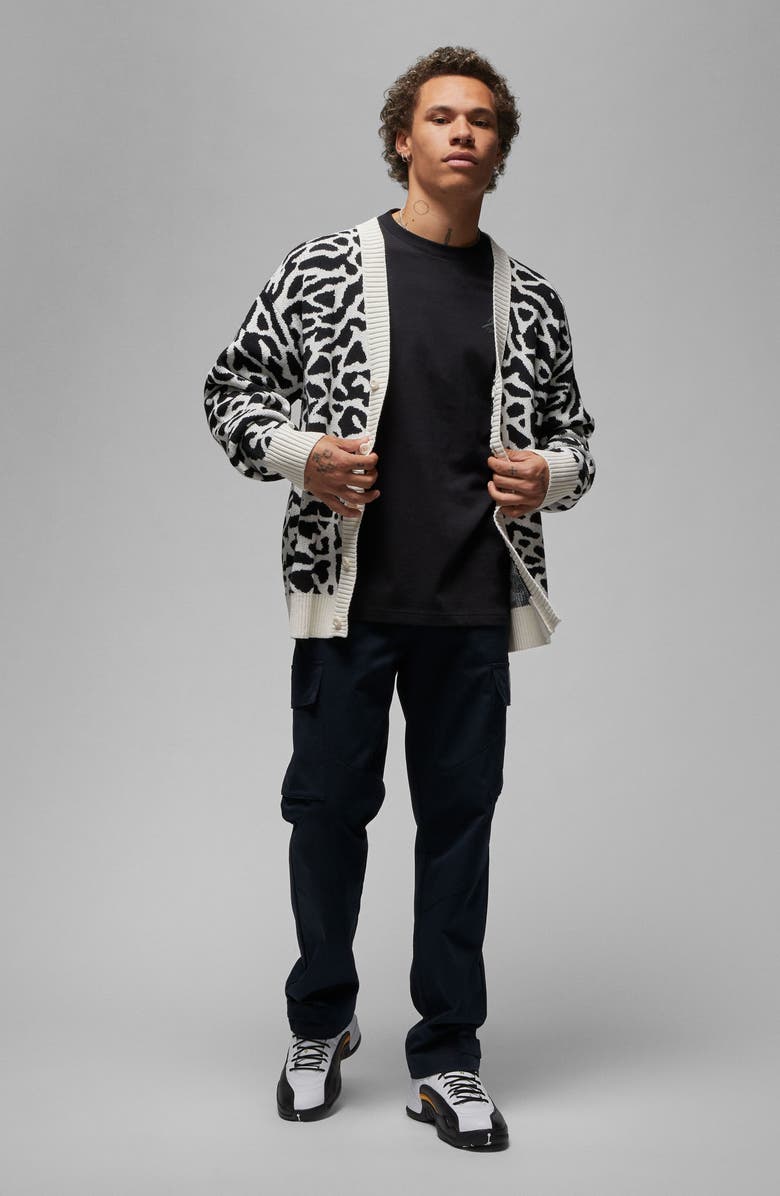 Jordan Elephant Pattern Cardigan, Alternate, color, Phantom/ Black