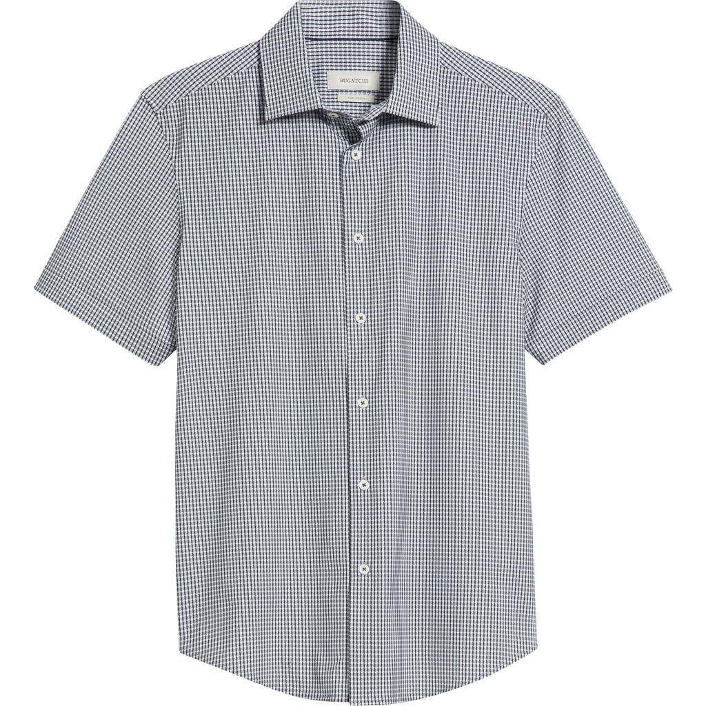 Bugatchi Miles Ooohcotton® Microcheck Short Sleeve Button-up Shirt In Black