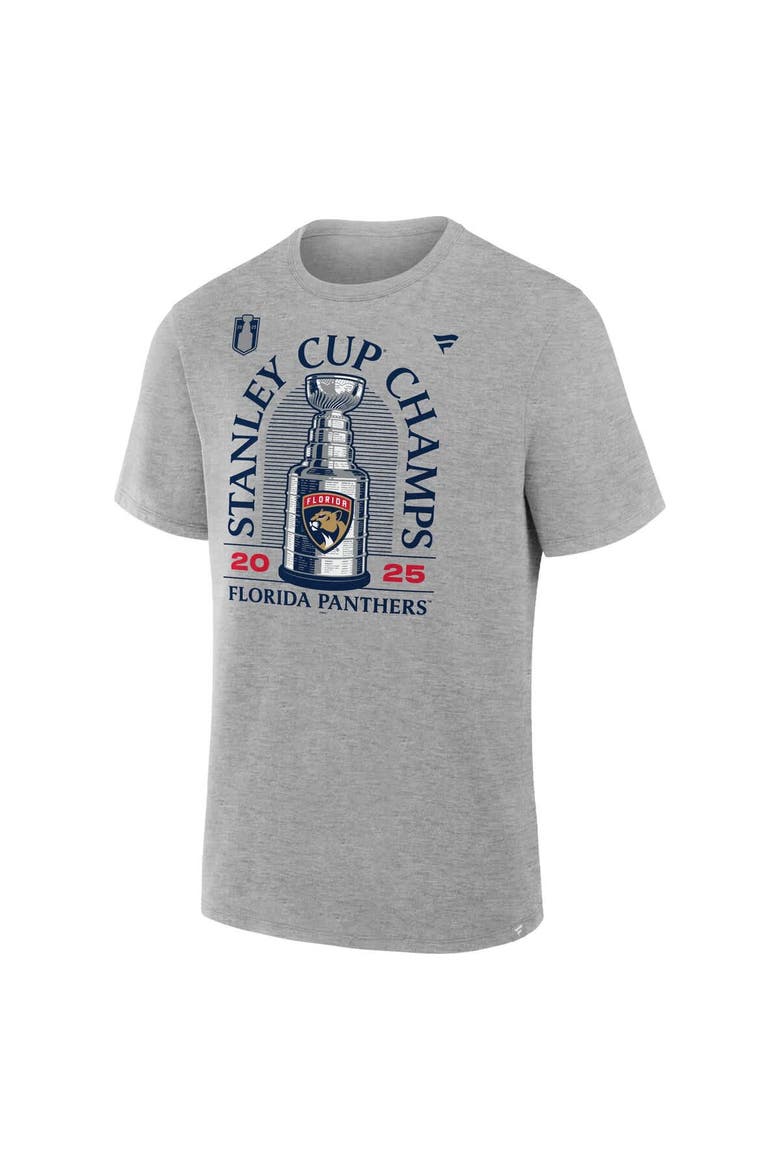 Men's Fanatics Heather Gray Florida Panthers 2025 Stanley Cup Champions Locker Room T-Shirt, Alternate, color, Heather Gray