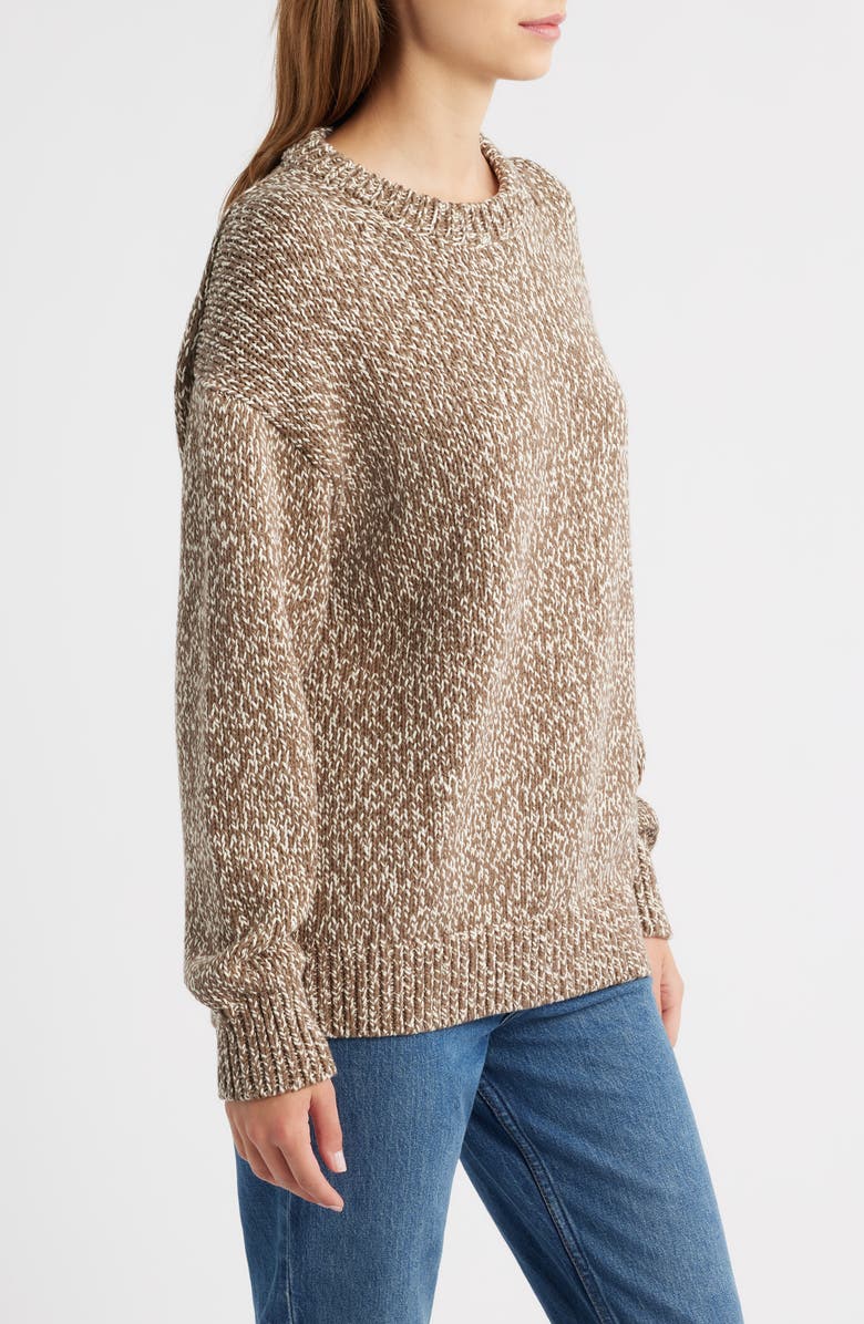Reformation Finley Organic Cotton Crewneck Sweater, Alternate, color, Shitake Fior Di Latte Marl