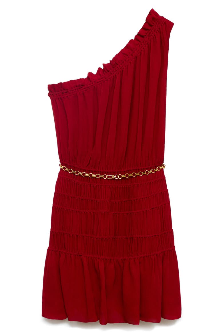 Belted Asymmetric Minidress, Main, color, WINE