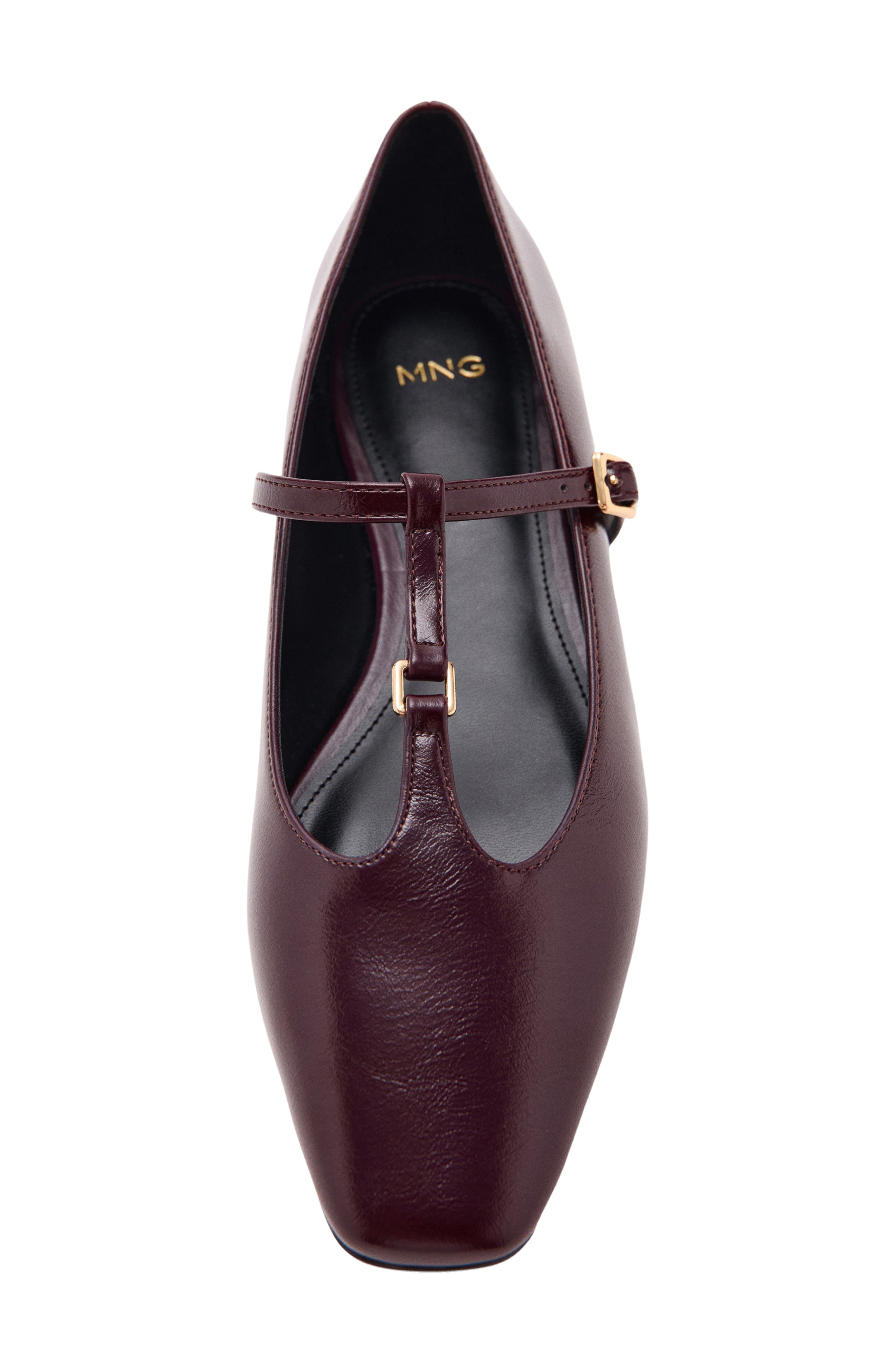 MANGO T-Strap Flat, Alternate, color, Burgundy