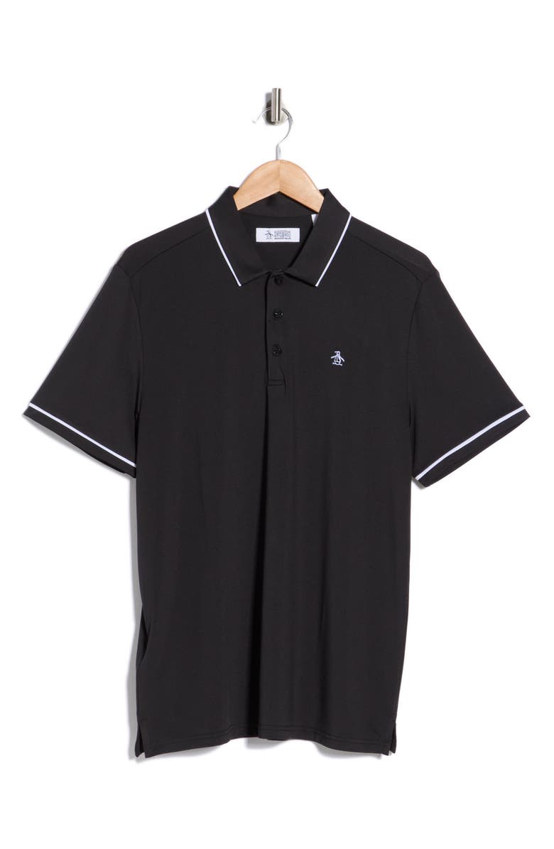 Original Penguin Tipped Knit Polo, Main, color, Caviar