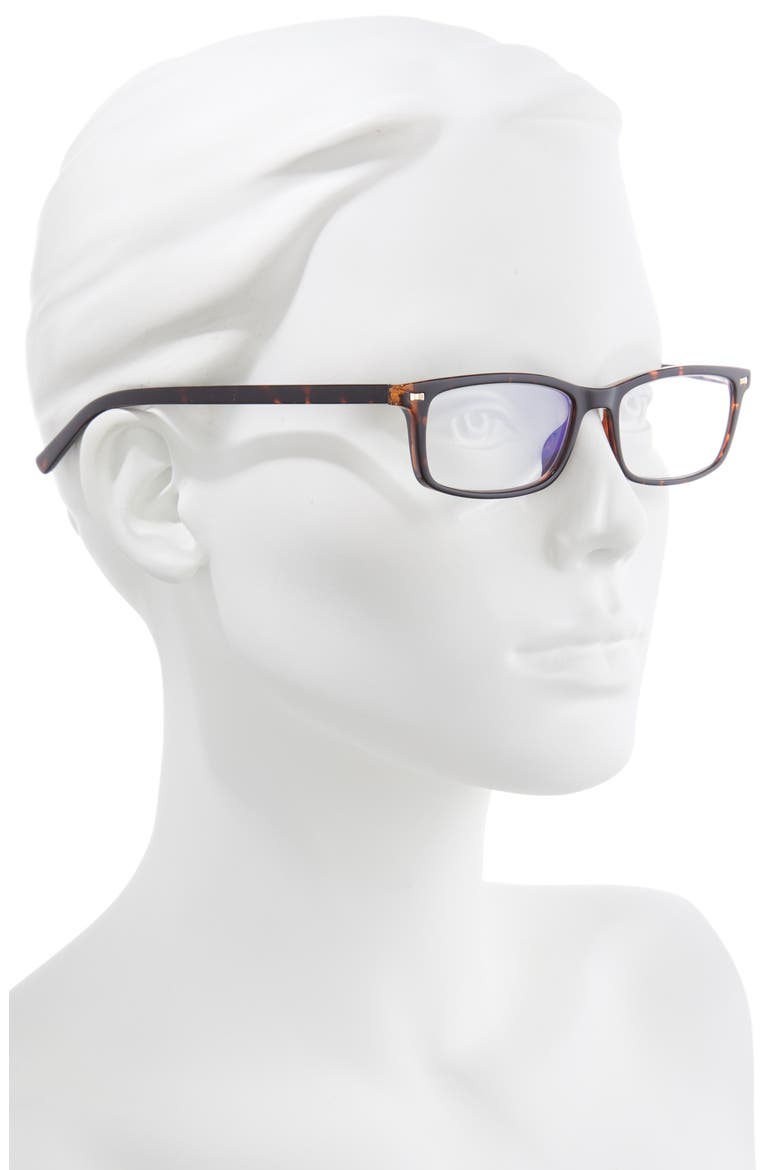 jodie 50mm rectangular reading glasses, Alternate, color, DARK HAVANA GOLD/ CLEAR BLUE