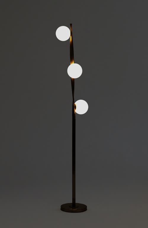 Brightech Nola 60' Dimmable Led Twisted Modern Floor Lamp With Glazed Glass Globes In Antique Brass