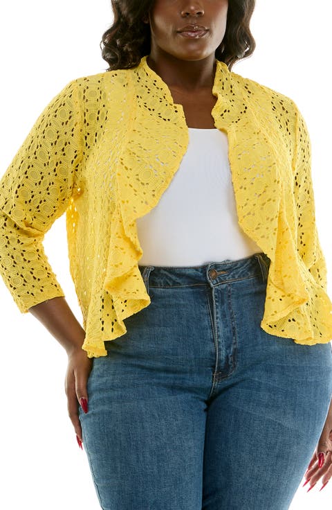 Lace Three-Quarter Sleeve Bolero (Plus)