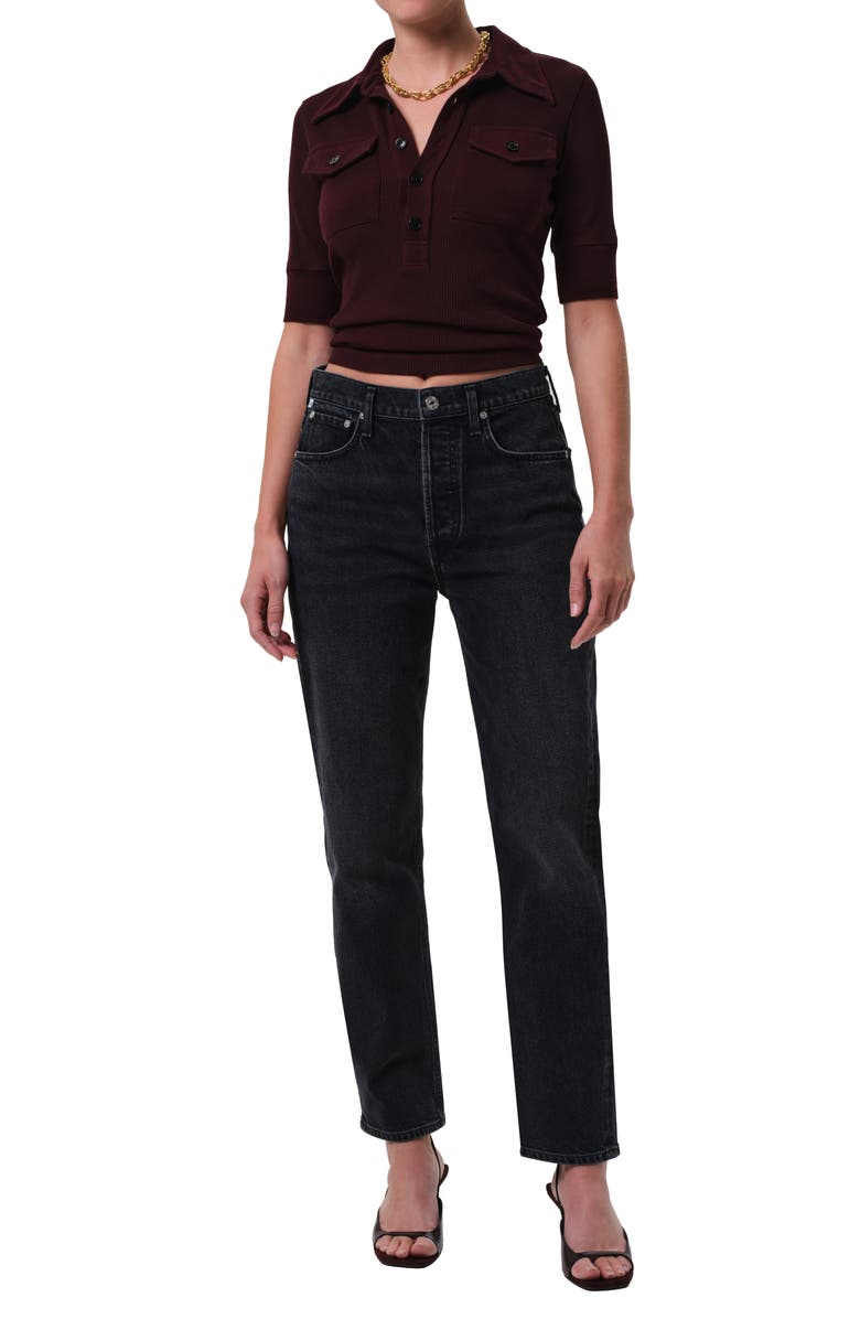 Citizens of Humanity Amina Rib Polo, Alternate, color, Mahogany