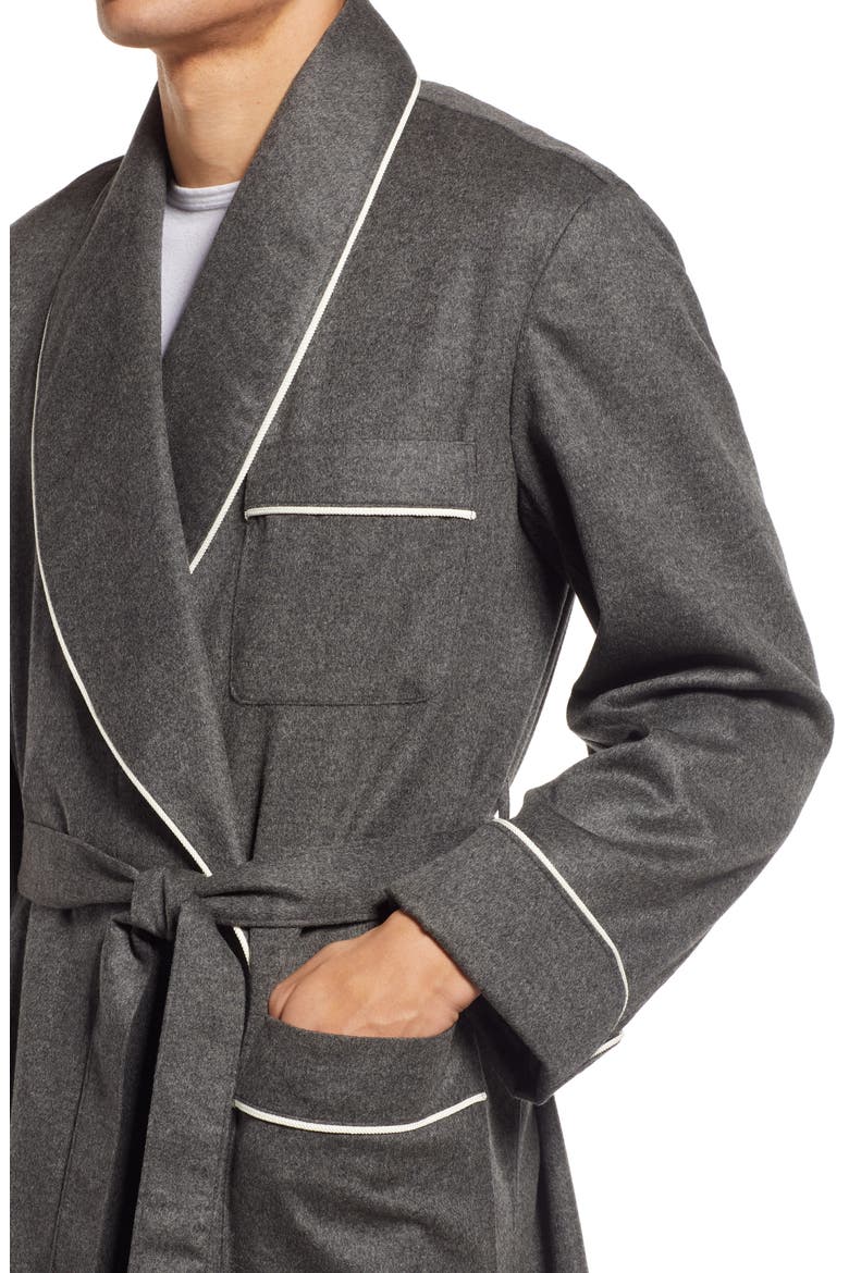 Woven Cashmere Robe, Alternate, color, FOG W/ CREAM BRAID