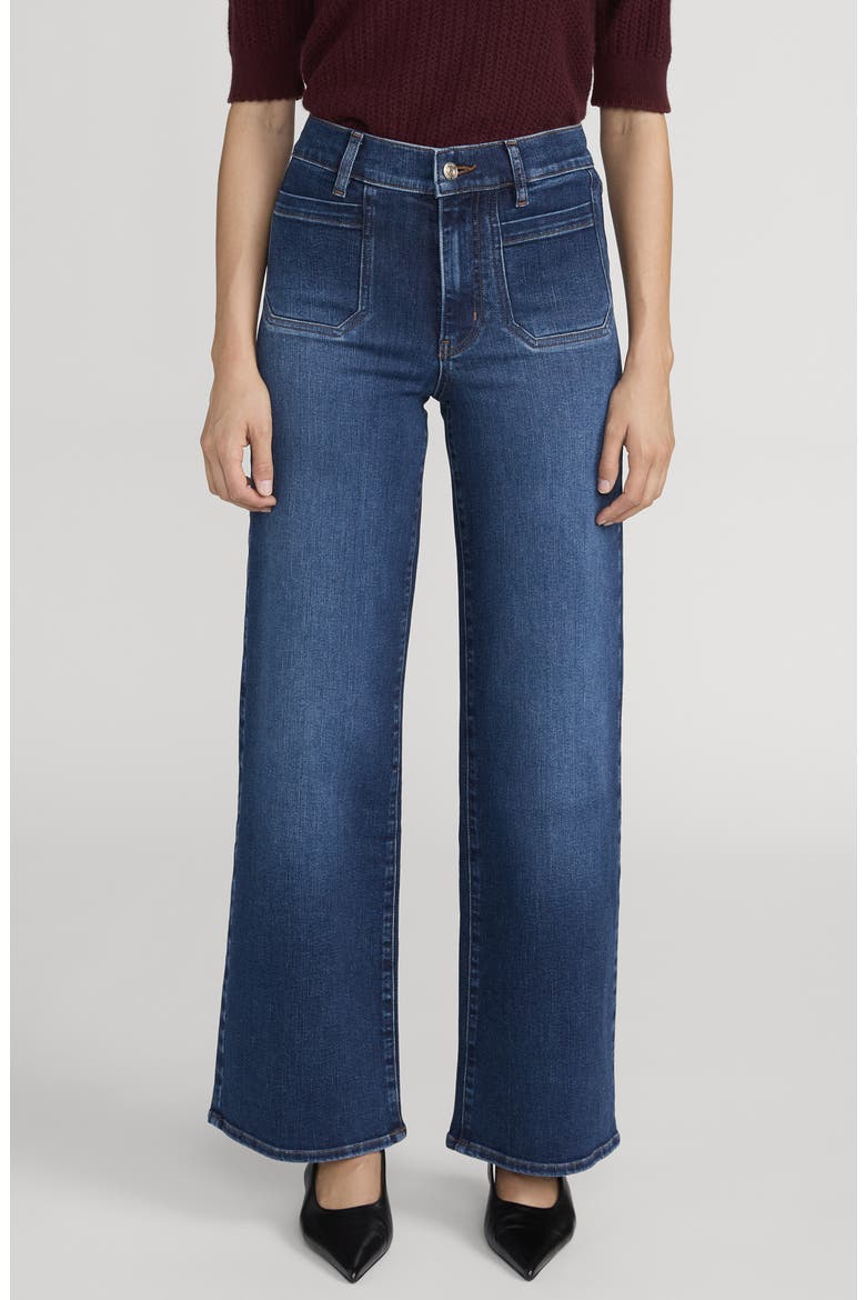 Le Pixie Slim Palazzo Patch Pocket High Waist Wide Leg Jeans, Main, color, SAVIOR