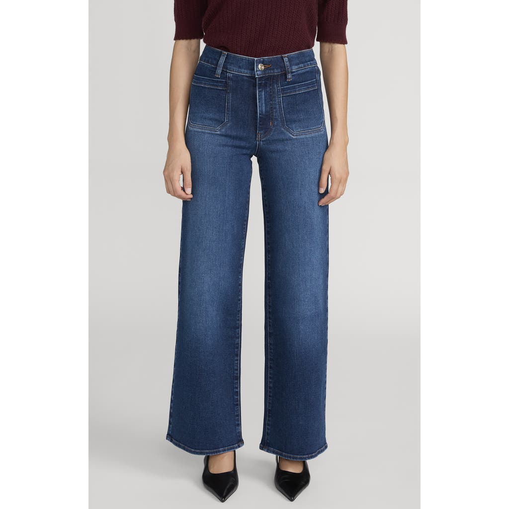 Frame Le Pixie Slim Palazzo Patch Pocket High Waist Wide Leg Jeans In Multi