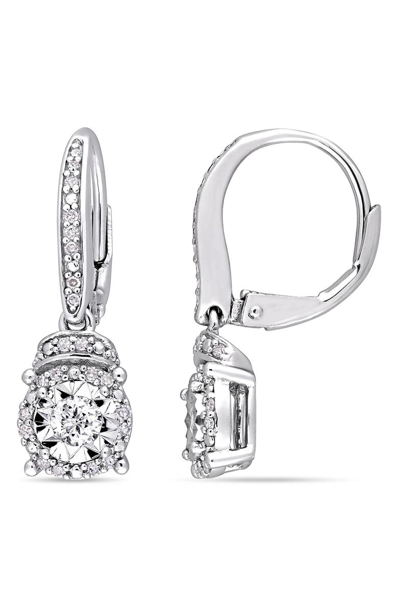 DELMAR Diamond Drop Earrings - 0.35ct., Main, color, White