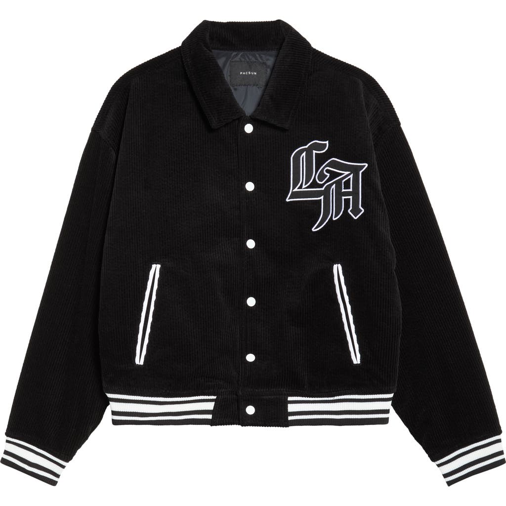Pacsun La Corduroy Varsity Jacket In Black