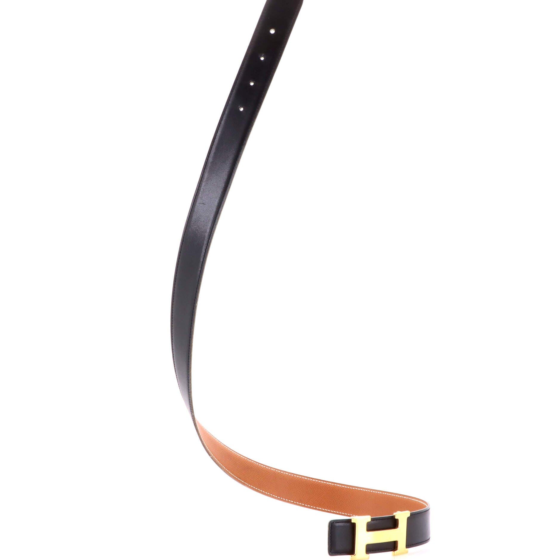 Pre-Owned Hermes Constance Reversible Belt Leather Medium, Alternate, color, Black