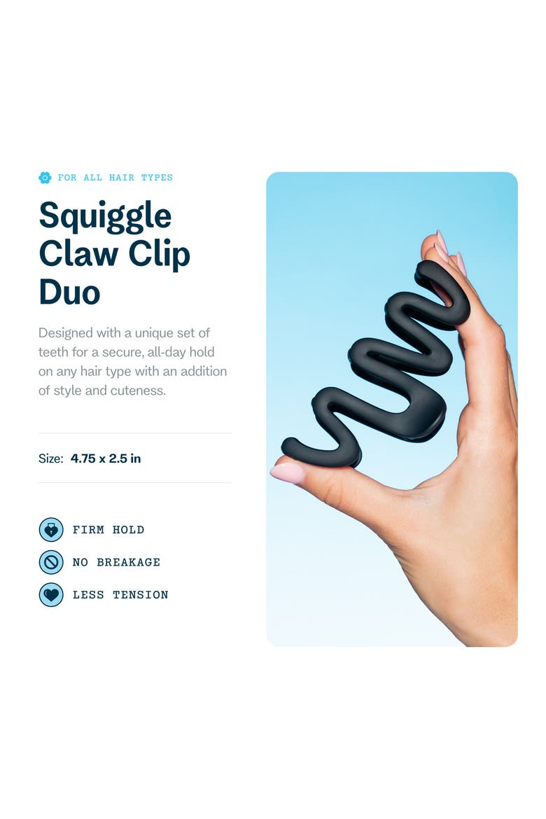 Medium Squiggle Claw Clip, Alternate, color, Black