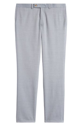 Jack Victor Palmer Crossover Textured Stretch Cotton & Wool Pants In Gray