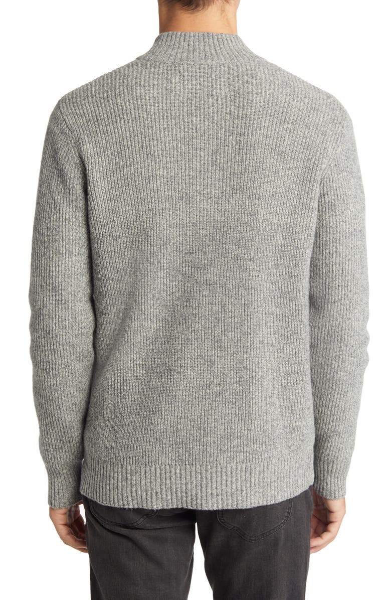 Schott NYC Half Zip Rib Wool Blend Sweater, Alternate, color, Heather Grey