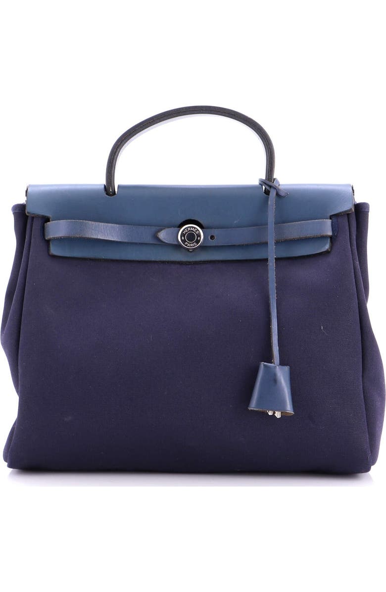 Pre-Owned Hermes Herbag Toile and Leather PM, Main, color, Bleu Indigo
