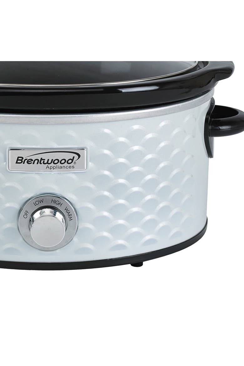 Scallop Pattern 4.5 Quart Slow Cooker, Alternate, color, White