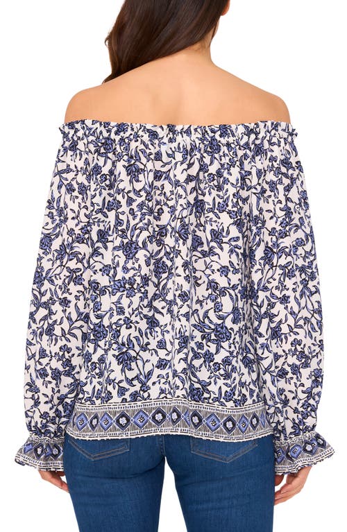 Cece Off The Shoulder Long Sleeve Top In Multi