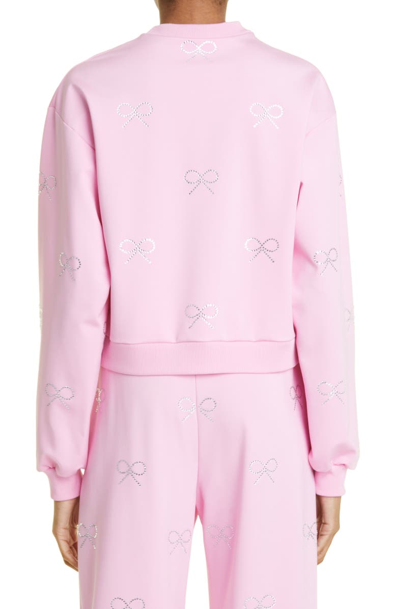 Mach & Mach Embellished Crystal Bow Crewneck Sweatshirt, Alternate, color,