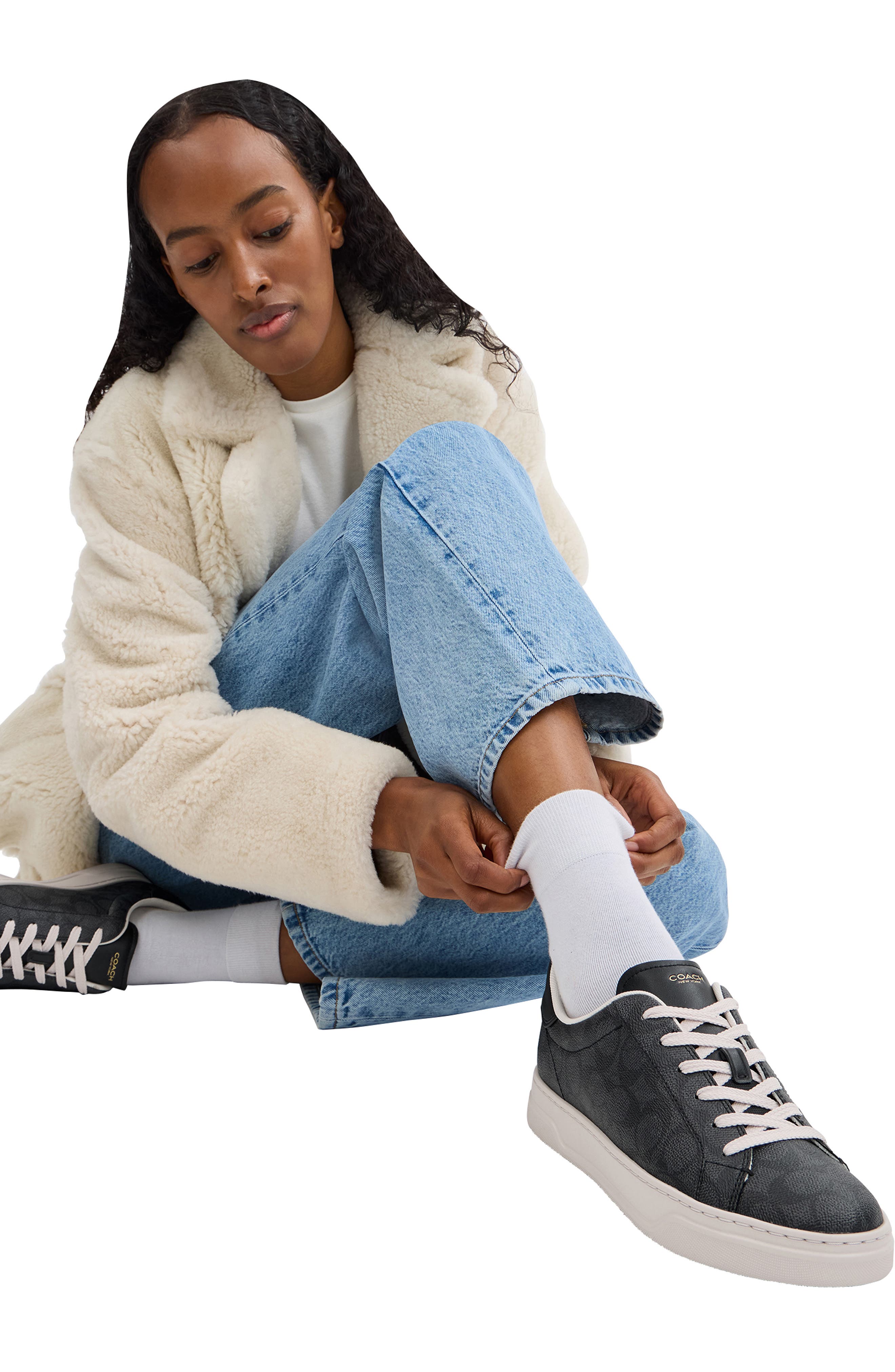 COACH High Line Signature Sneaker, Alternate, color, Charcoal/ Black