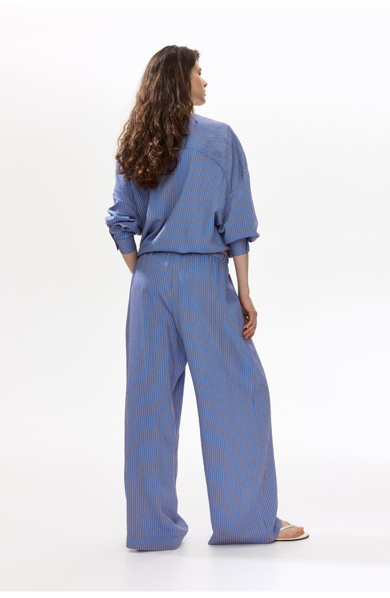 H&M Straight Pull-on Trousers, Alternate, color, Blue/Striped