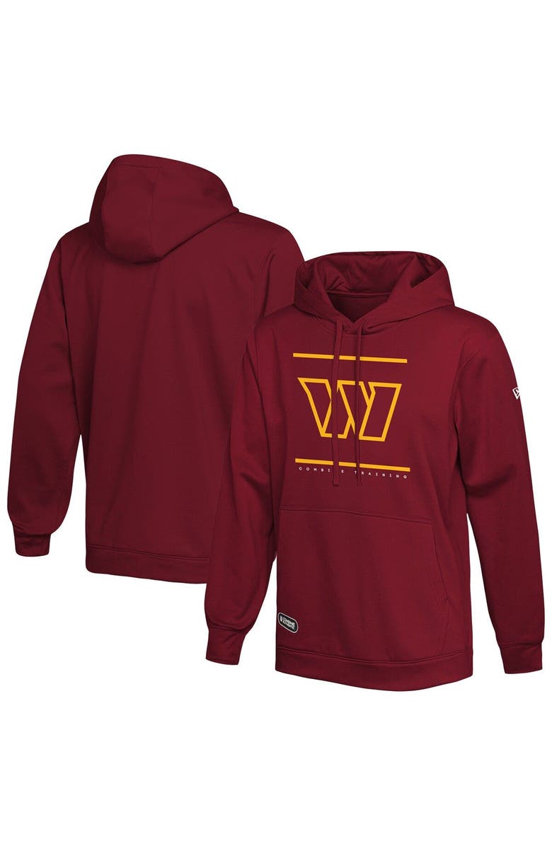 New Era Men's New Era Burgundy Washington Commanders Combine Authentic Split Defense Pullover Hoodie, Main, color,
