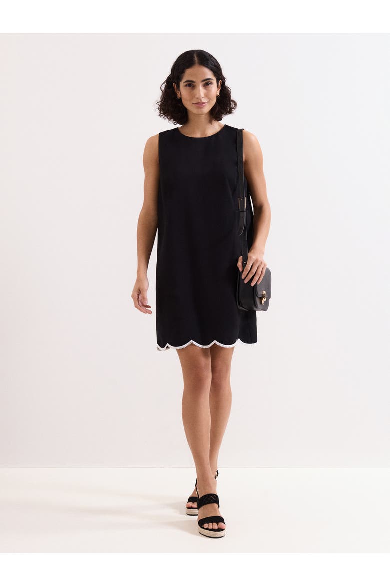 Marta Scalloped Hem Shift Dress, Alternate, color, Black