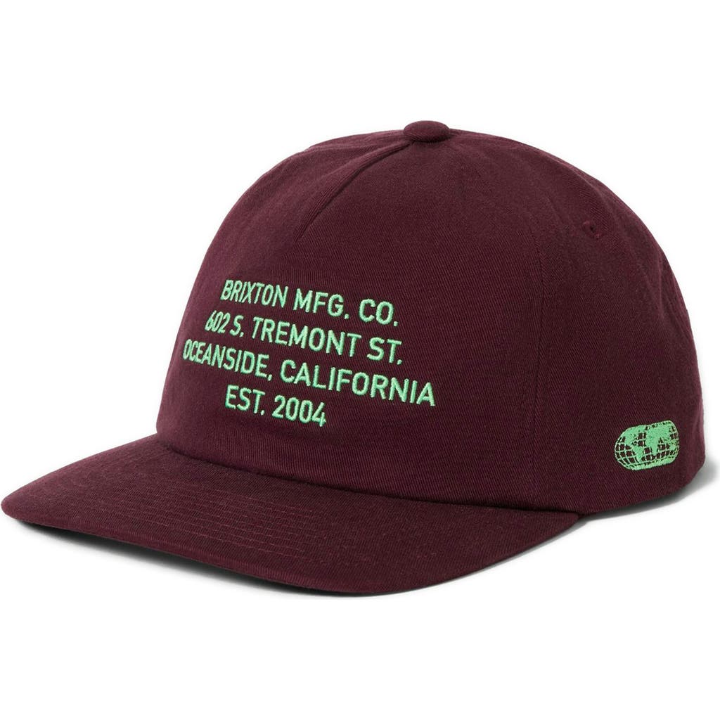 Brixton Union Ii Netplus Snapback Baseball Cap In Burgundy