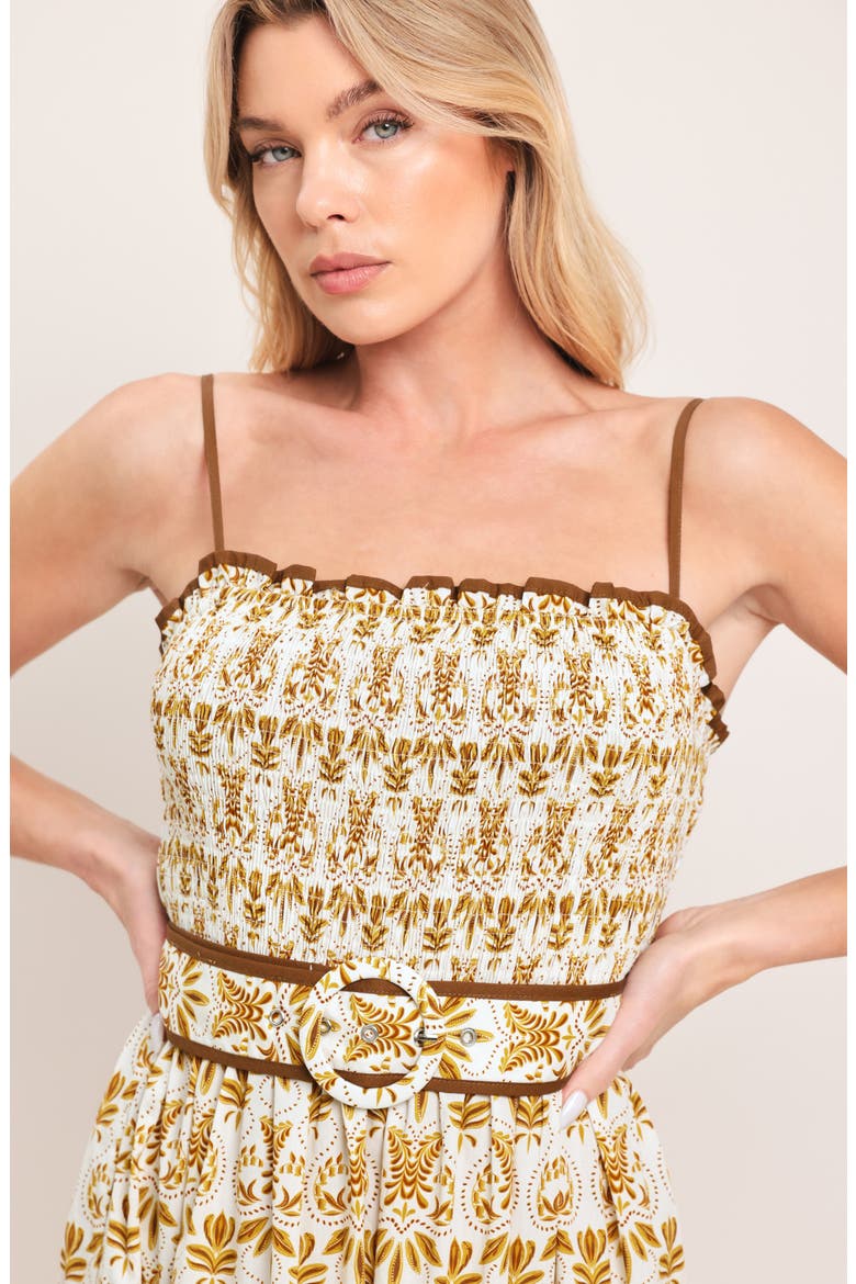 Belted Cotton Midi Dress, Alternate, color, CAMEL