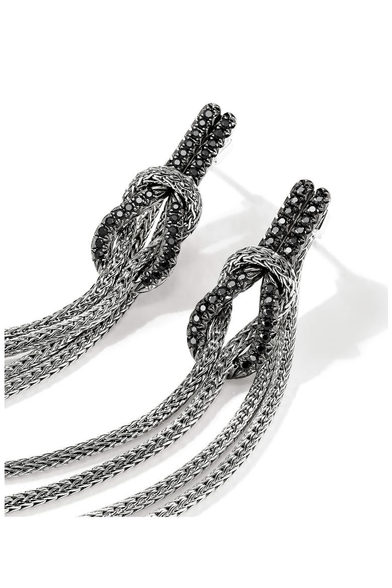 Love Knot Drop Earrings, Black Sapphire, Alternate, color, SILVER BLACK