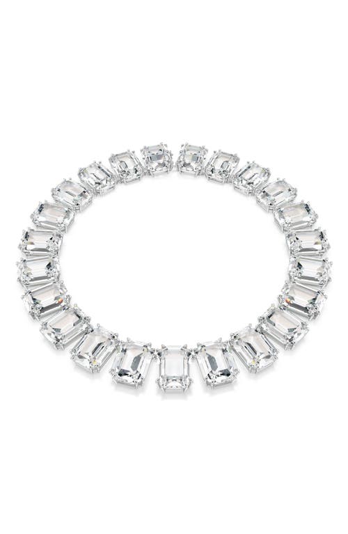 Swarovski Millenia Rhodium Plated Tennis Necklace In White