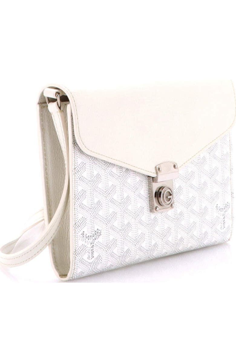 Pre-Owned Goyard Chypre Wallet on Strap Coated Canvas with Leather, Alternate, color, White