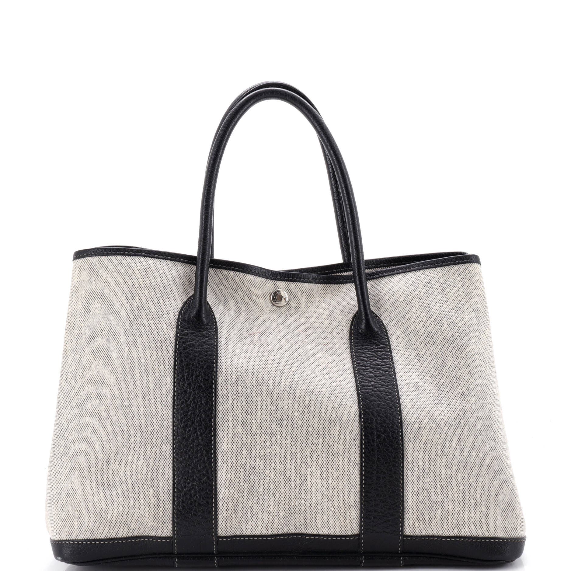 Garden Party Tote Toile and Leather 36, Main, color, Black