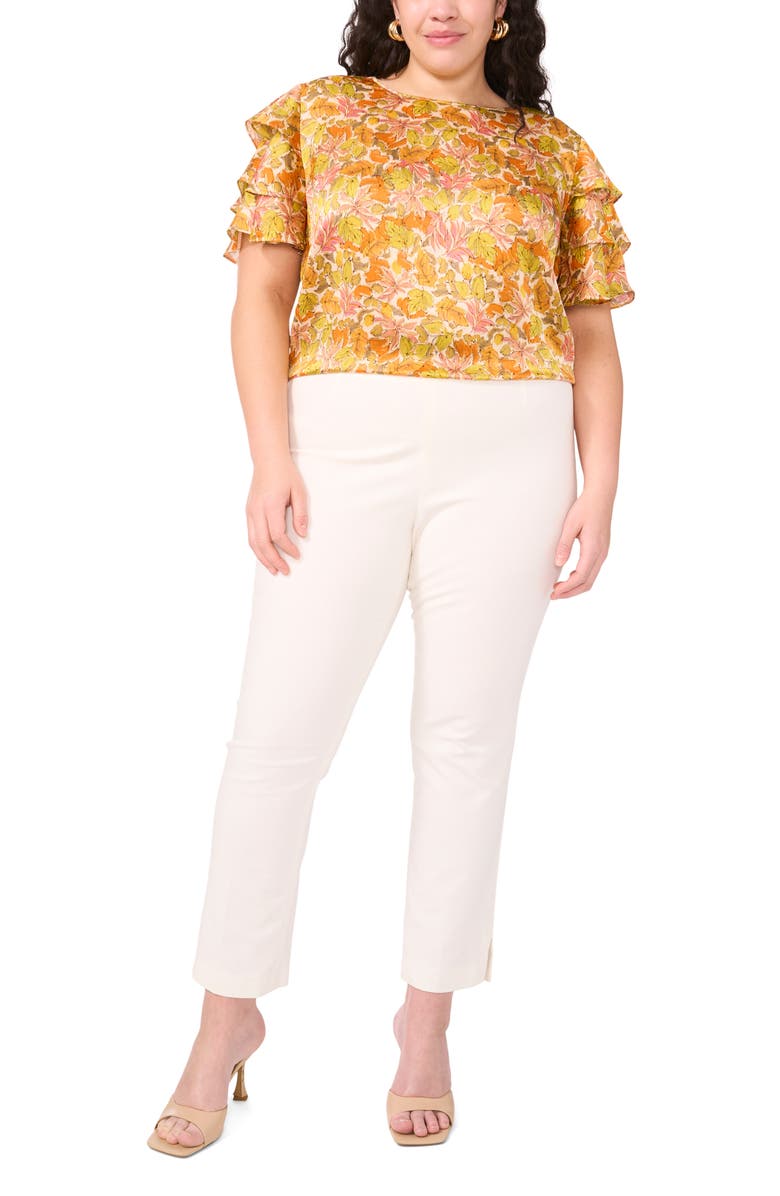 Vince Camuto Tiered Ruffle Sleeve Top, Alternate, color, Crushed Orange